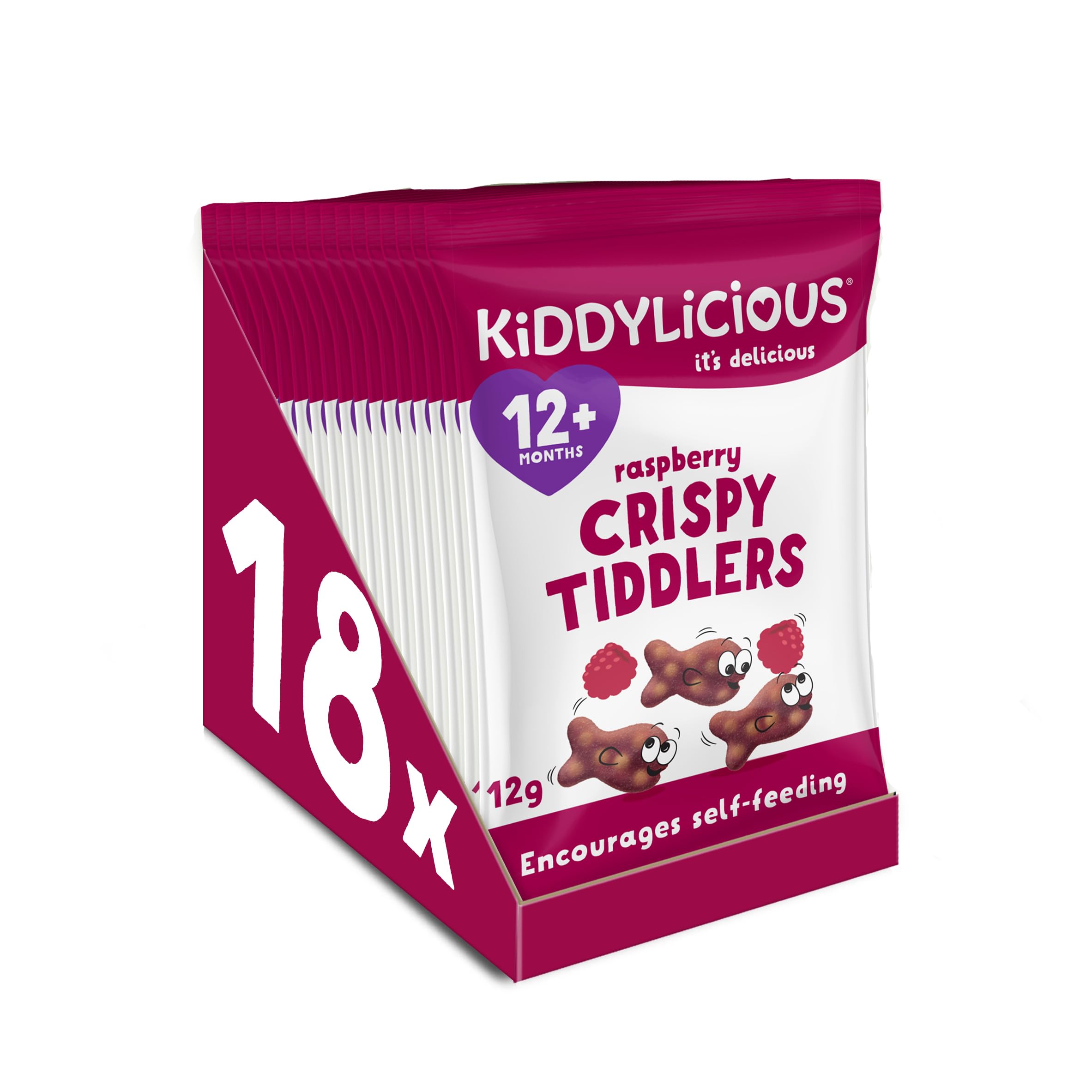 Kiddylicious Raspberry Crispy Tiddlers - Delicious Real Fruit Treat for Kids - S