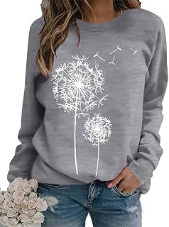 BANGELY Womens Dandelion Sweatshirt Hope Love Floral Graphic Shirt Casual Crewneck Tee Loose Long Sleeve Pullover Tops