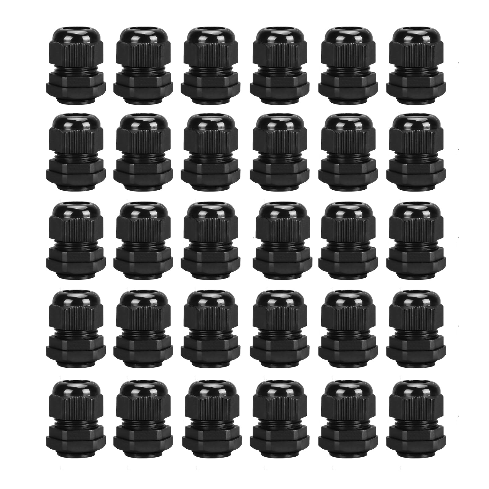 30PCS M20 20mm IP68 Waterproof Black Cable Glands, Waterproof Cable Glands for 6