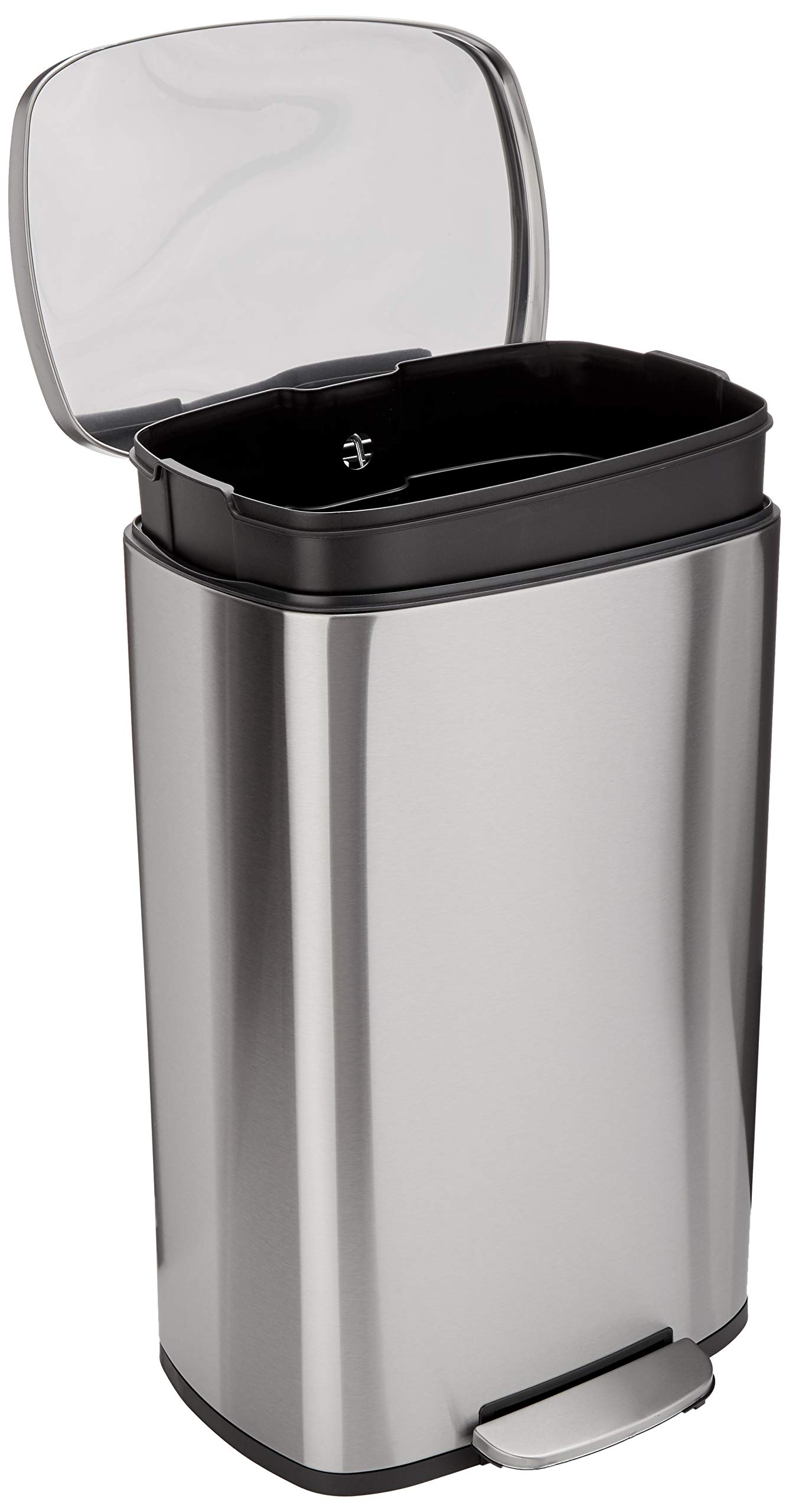 Amazon Basics LARGE Trash Can, 13.2 Gallon (50L), Smudge Resistant Rectangular B