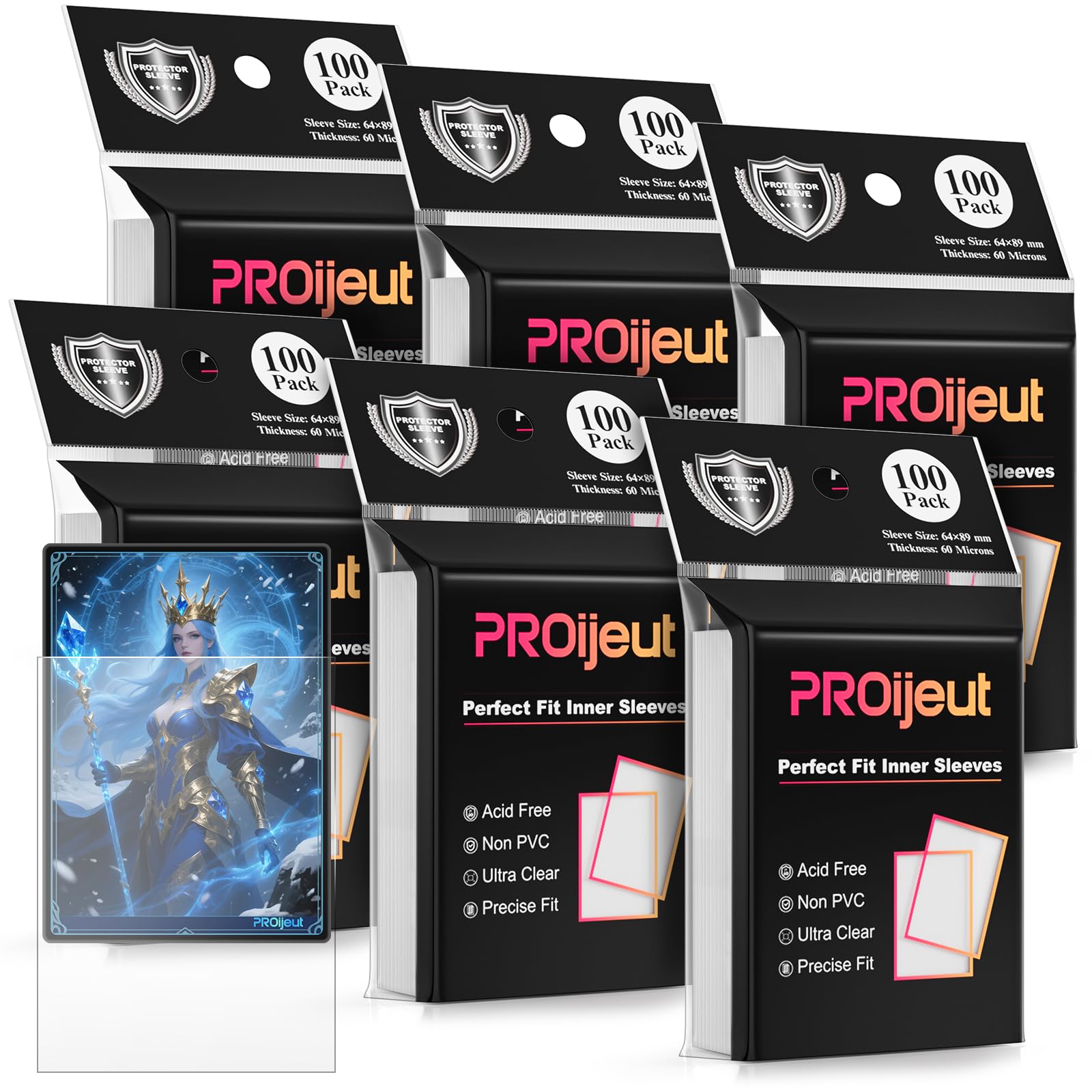 600 Pack Card Sleeves Clear, Perfect Fit Inner Sleeves Ideal for Double-sleeving