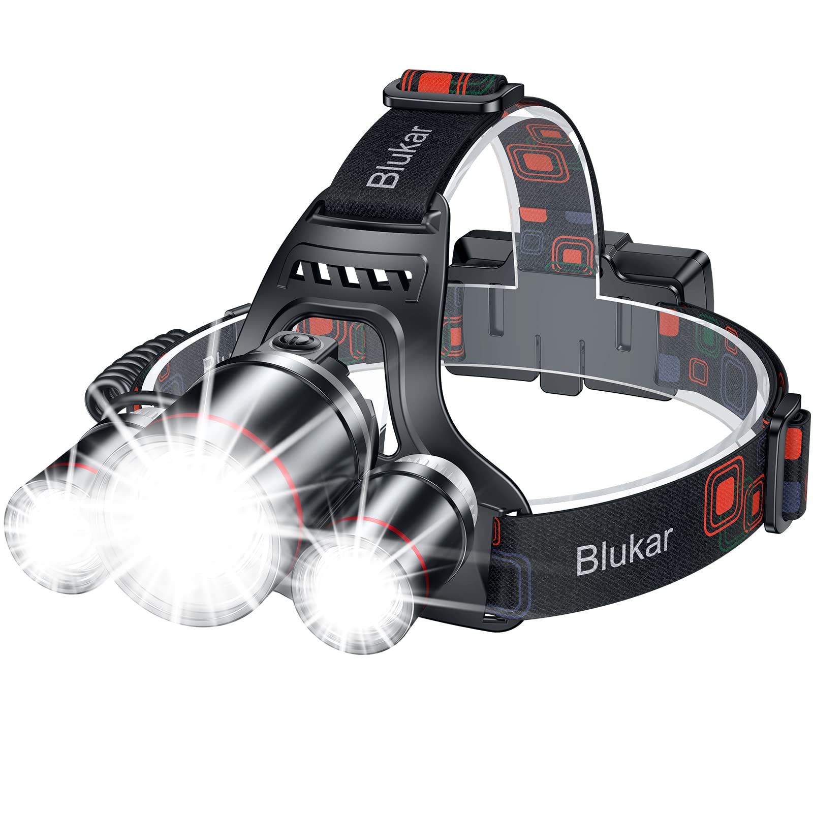 Blukar Head Torch Rechargeable,8000L Super Bright Headlamp-3 Lights 5 Modes | 44
