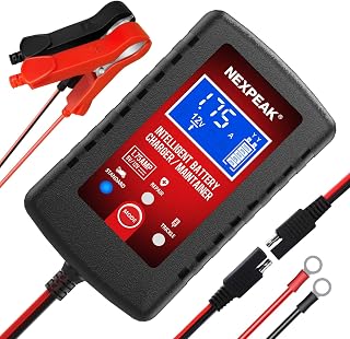 Car Battery Charger, 1.75Amp 6V &12V Smart Battery Trickle Charger | Fully automatic 6V/12V Battery Charger, LCD screen monitors real-time status, Multi-protection for cars, boats, motorcycles