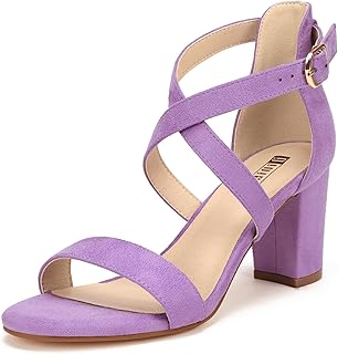 IDIFU Sandales à talons carrés à bout ouvert pour femme