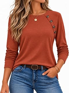 Zeagoo Camisas de manga larga para mujer, estilo casual, suéteres de moda para otoño, ropa de invierno 2025, blusas elegantes