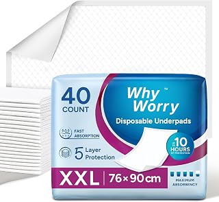 WhyWorry Disposable Incontinence Bed Pads for Adults, 76 x 90 cm, 80 Count