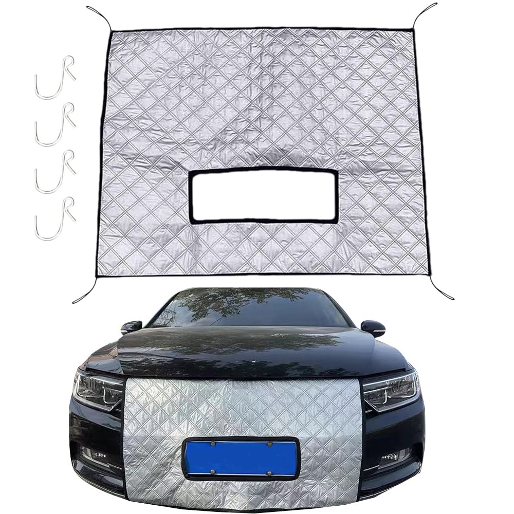 Winter Car Grille Cover Protector with Hooks Snowproof Dustproof Front Grille Co