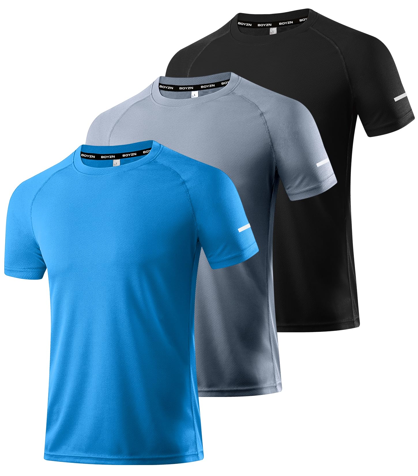 Boyzn 1, 3 or 5 Pack Men's Workout Running Shirts, Dry Fit Moisture Wicking T-Sh