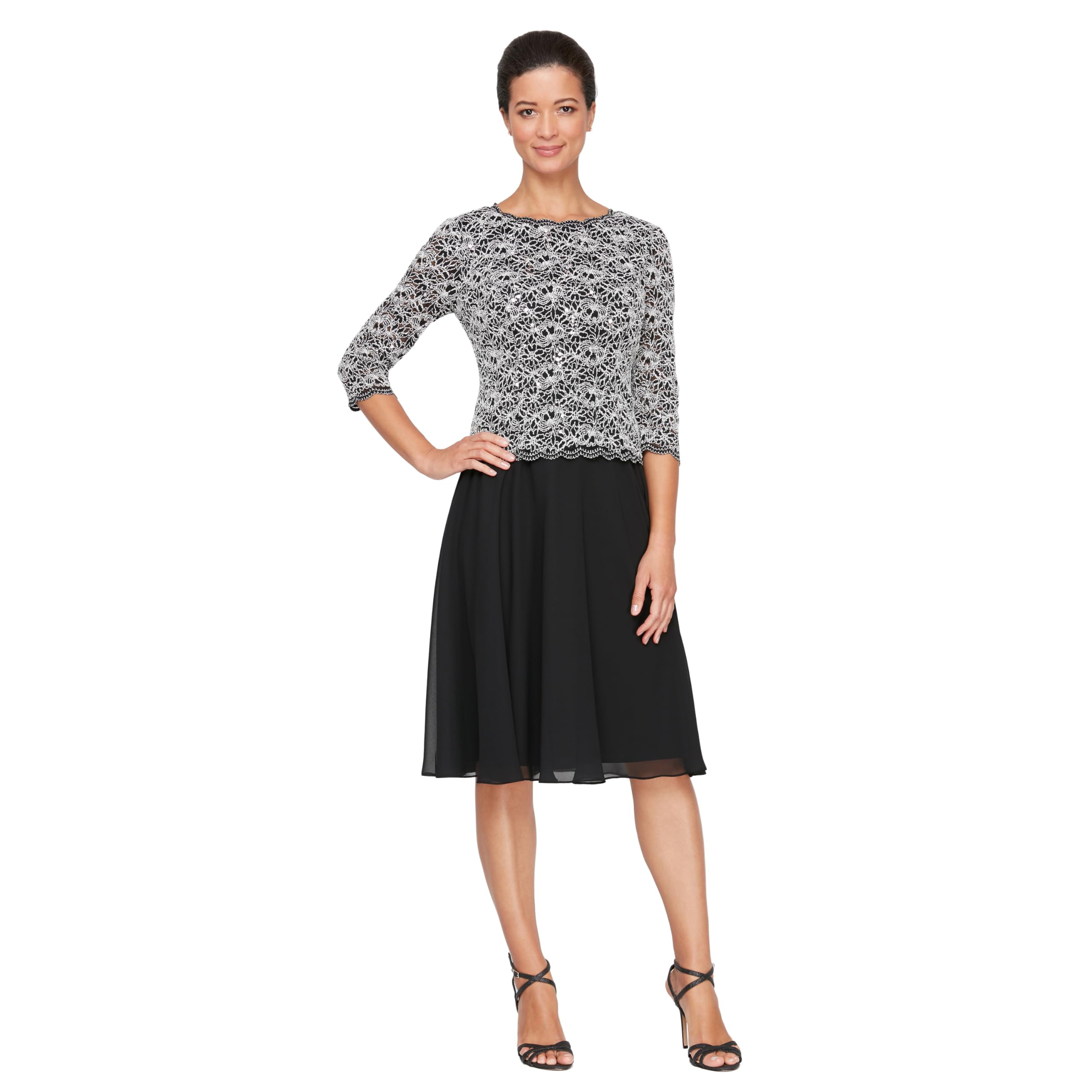 Alex Evenings Women's Faux Sequined Long Tea Dress (Petite and Normal) Special O