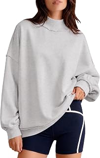 Gihuo Womens Mock Neck Sweatshirt Oversized Fleece Long Sleeve Pullover