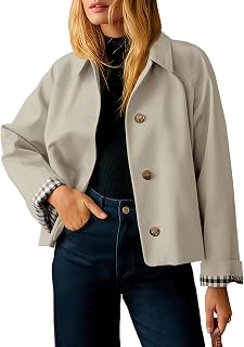 Tankaneo Ladies Lightweight Single Breasted Short Trench Coat Jackets
