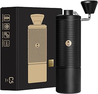 TIMEMORE C5 ESP Coffee Grinder Manual Timmore S2C-042-III with Conical Bar 0.015mm Precision Adjustable, Non-Slip Base & Large Capacity Bean Container, All Metal Portable Grinding Grinder for Espresso, French Press, Pool-Over, Black
