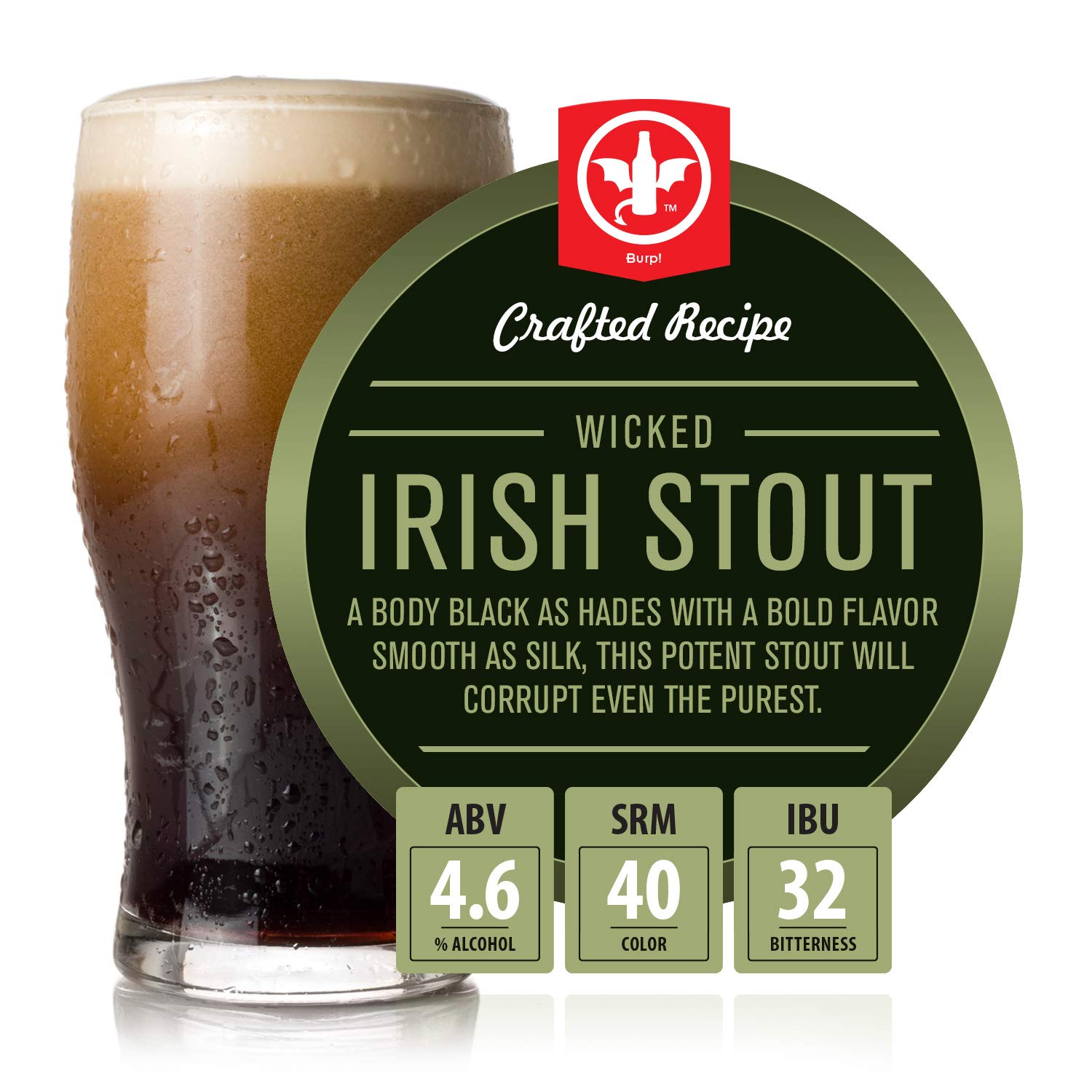BrewDemon 2 Gal. Wicked Irish Stout Beer Recipe Kit - Makes a Wicked-Good 4.6% A