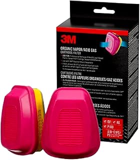3M P100 Replacement Cartridges for Multi-purpose Respirator, Organic Vapour/Acid Gas, 2 Cartridges (1-Pair)