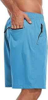 SPOSULEI Men's Athletic Hiking Shorts Water Resistant Quick-Dry Lightweight Outdoor Sweat Shorts with Zipper Pockets