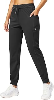 Women's Joggers with Zipper Pockets Tapered Athletic Pants for Women