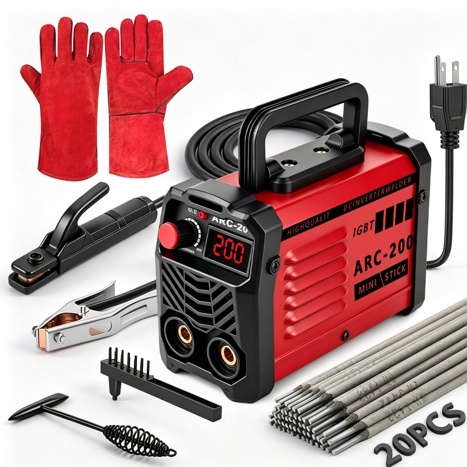Hpoouo 200Amp 20PCS Rods Stick Welder, Super MINI Portable Welding Machine | IGB