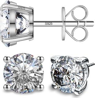 Moissanite Stud Earrings for Women and Men，925 Sterling Silver Earrings