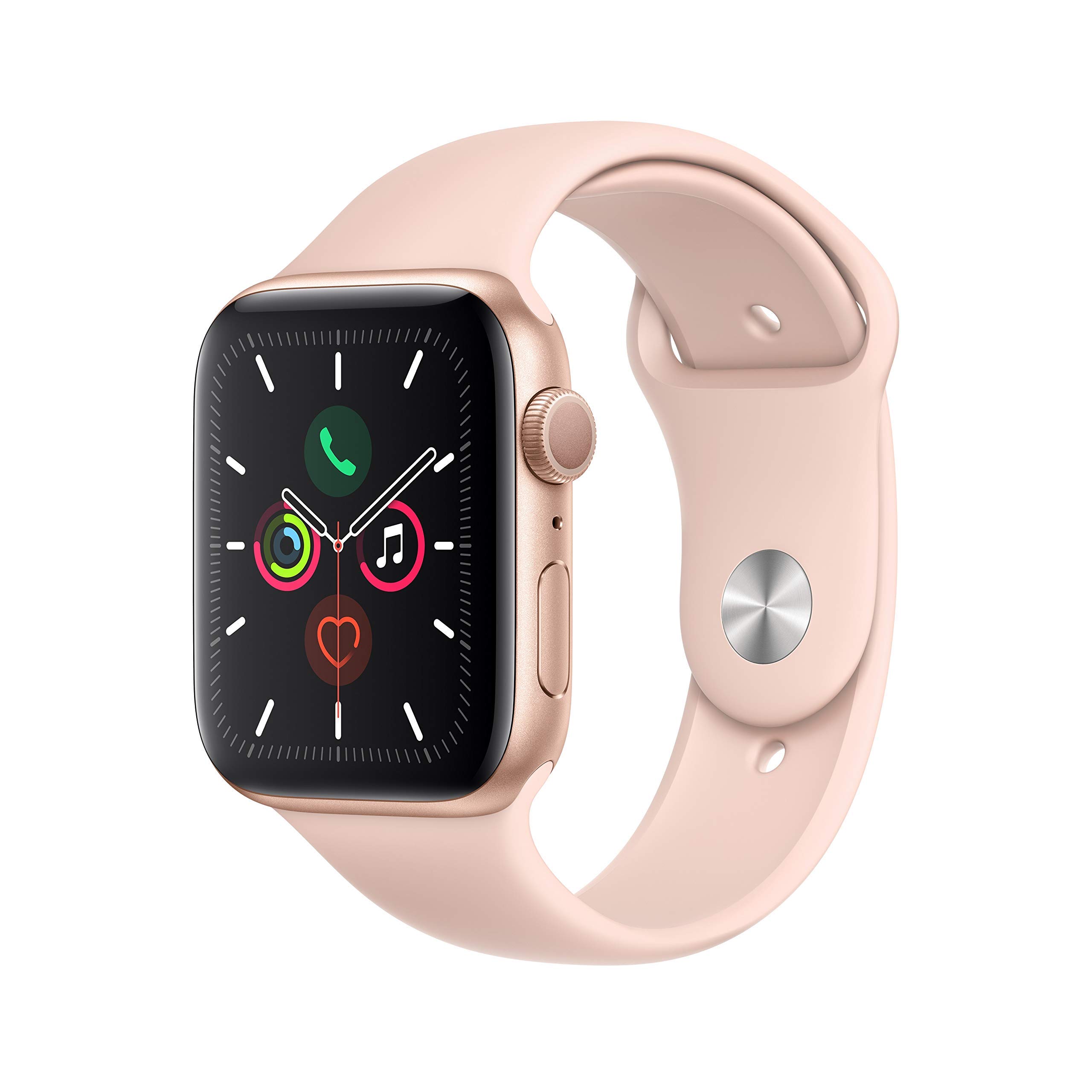 Apple Watch Series 5 (GPS, 44MM) - Gold Aluminum Case with Pink Sand Sport Band 