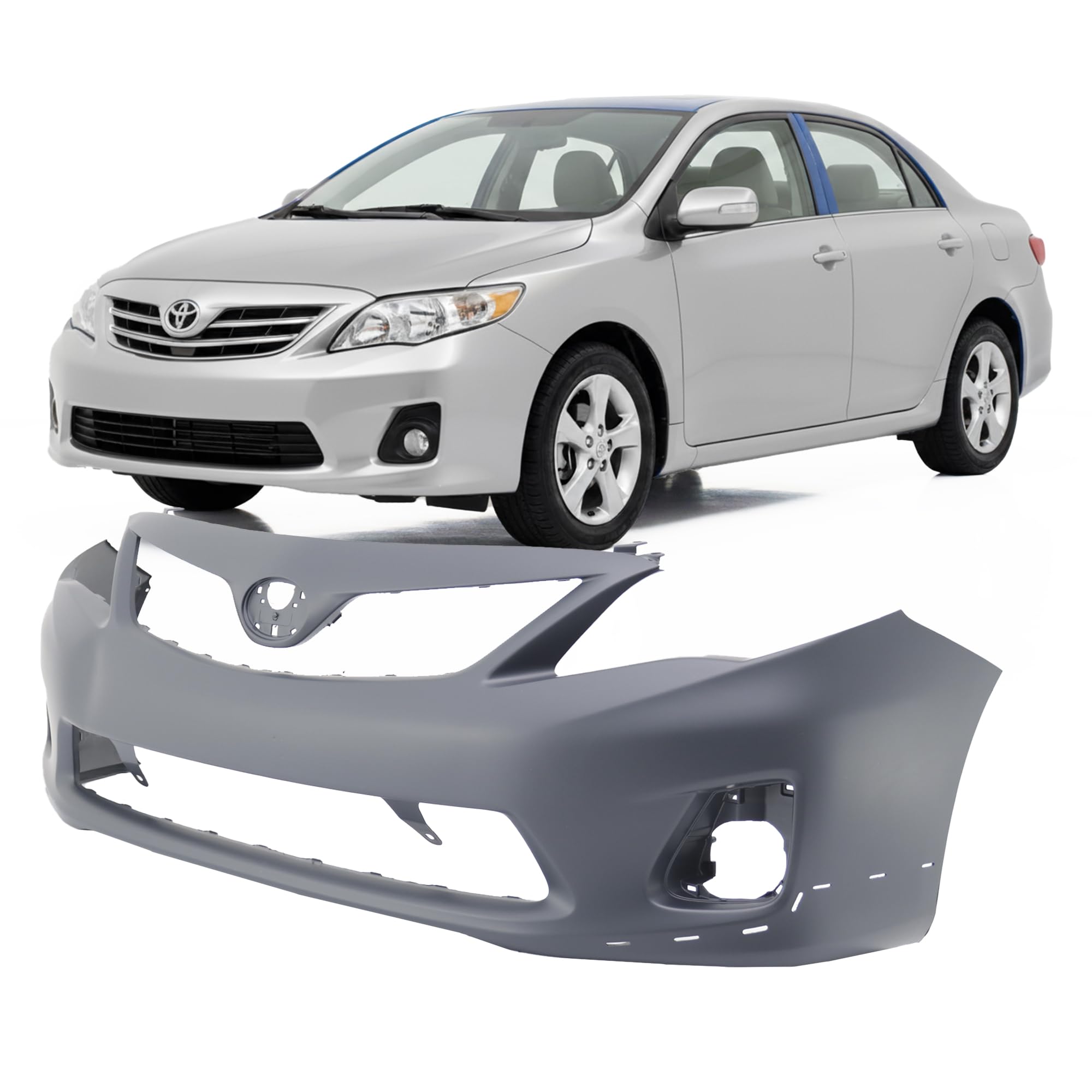 FitParts Compatible with Toyota Corolla 2011–2013 Front Bumper Cover | Primed, W