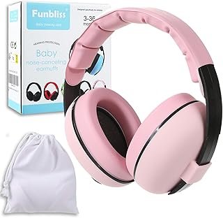 Funbliss Baby Ear Protection for Babies and Toddlers, Pink | Ages 3 to 36 Months, Noise Reduction Earmuffs, Hearing Damage Protection, Improves Sleep