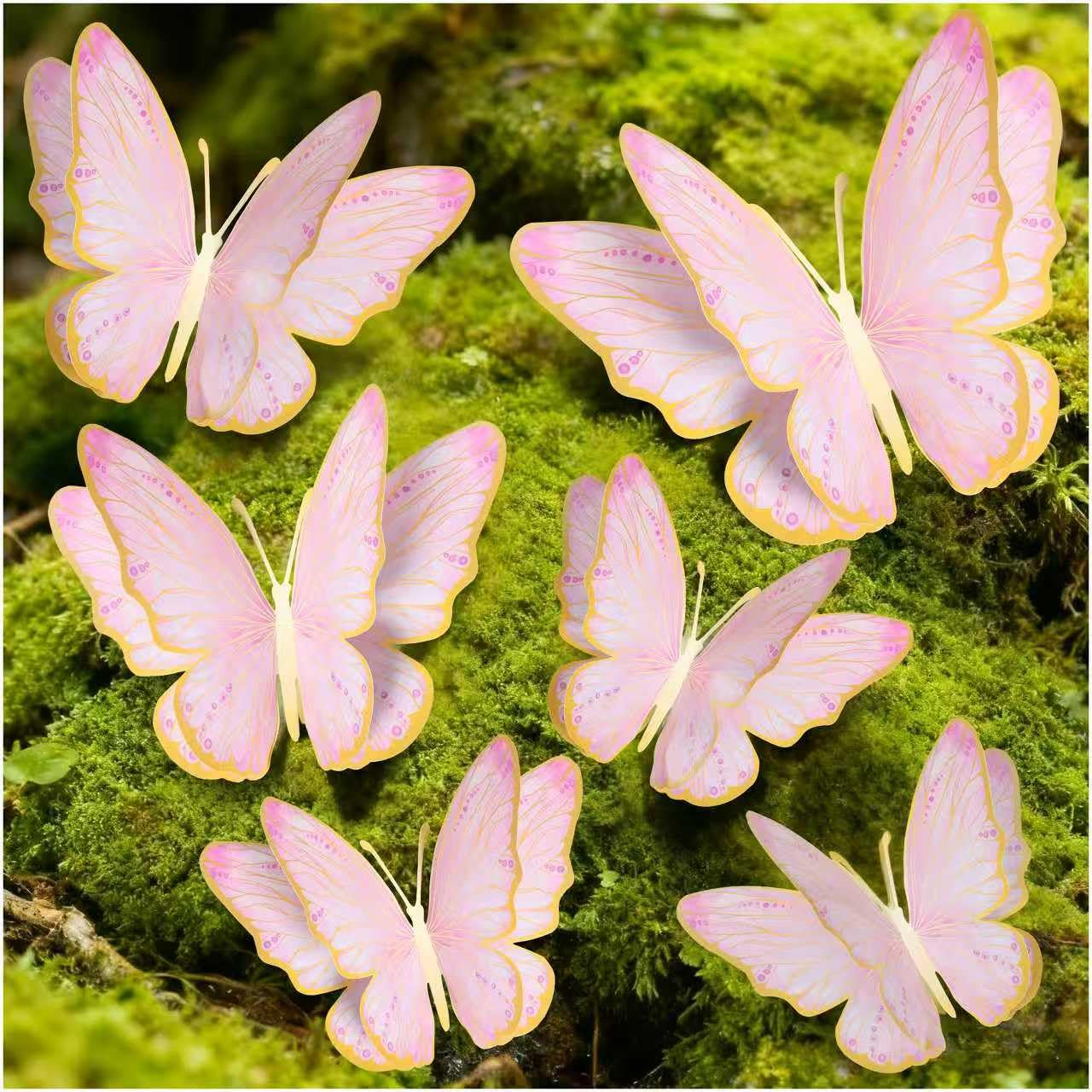 Mverse 3D Butterfly Wall Decor - Gold Paper Butterflies Sticker for Balloon Arch