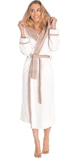 LEVERIE Classic and cuddly soft women's bathrobe / dressing gown / sauna robe with tie belt, pockets and hood or lapel collar