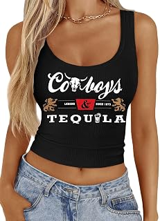 Western Cowgirl Tank Tops Women Country Music Crop Top Sleeveless Cowboy Graphic Cami Shirt