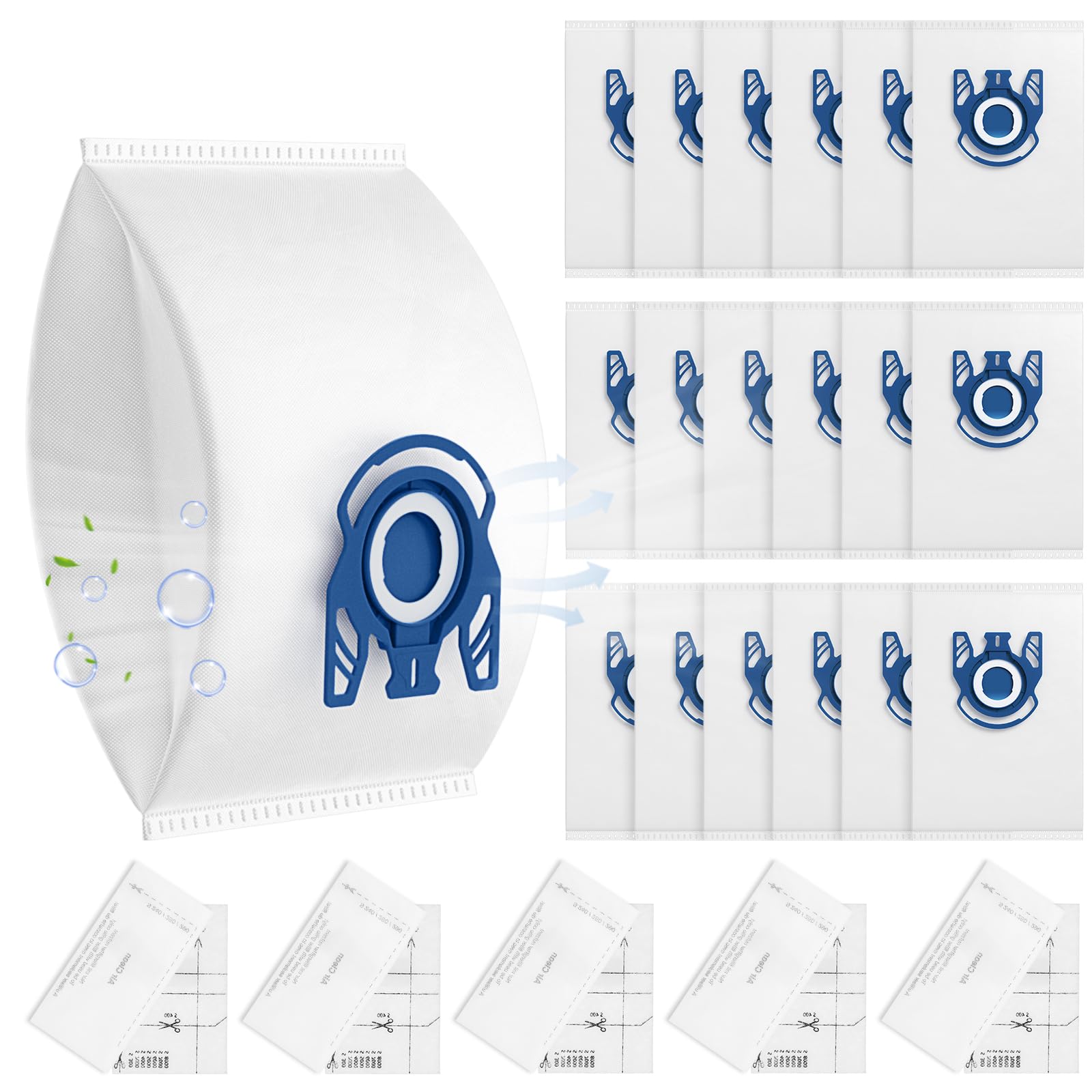 20 Pack 3D Airclean GN Vacuum Bags For Miele Classic C1 & Complete C1 | Compatib
