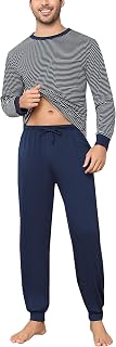 Aseniza Men's Long Pyjamas Winter Long Sleeve Cotton Striped