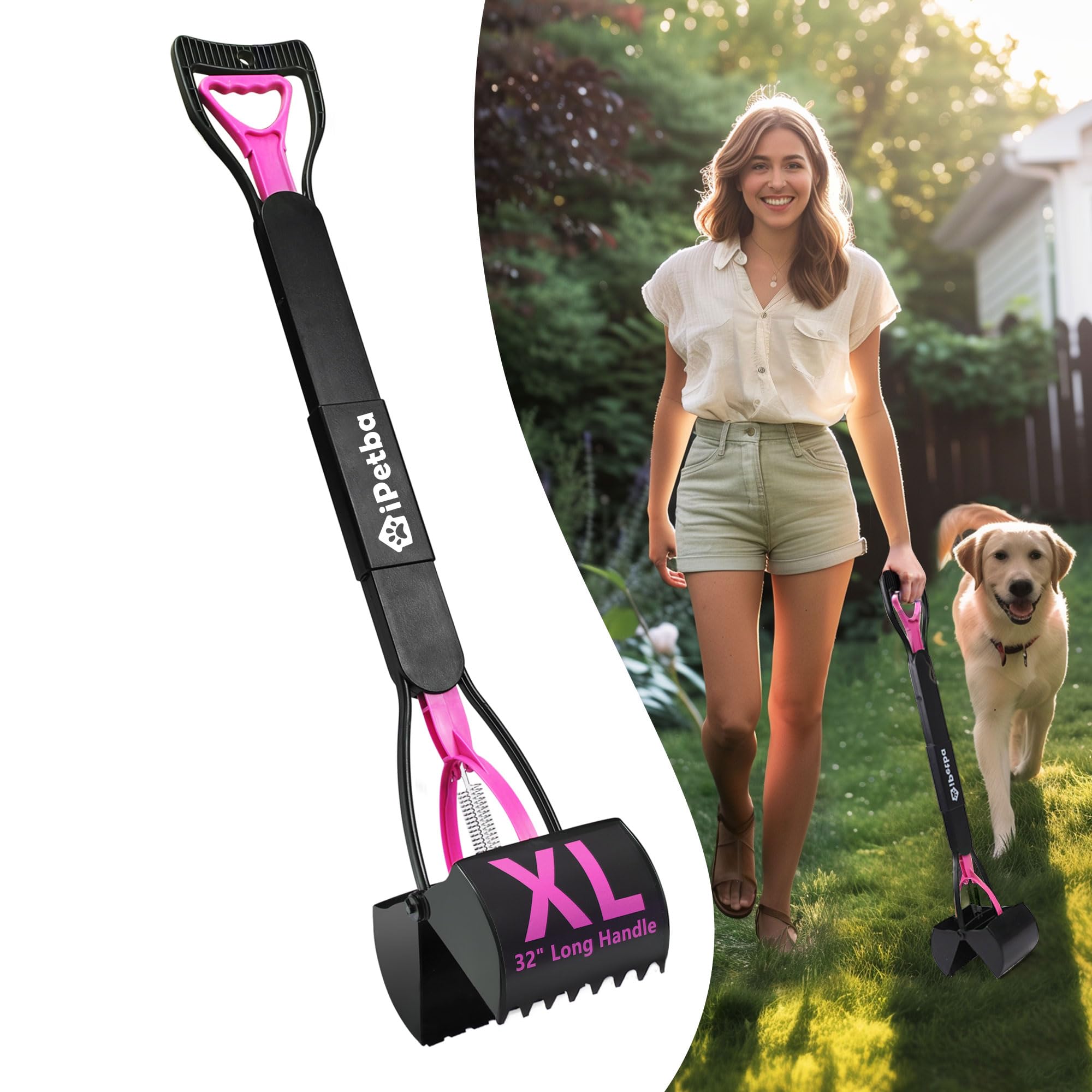 80 cm Dog Pooper Scooper Scooper for Gravel Earth Grass Long Handle without Lean