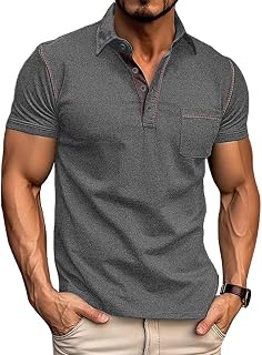 Mens Classic Fashion Polo Shirt Short Sleeve Lightweight Cotton Pocket Polo Shirt