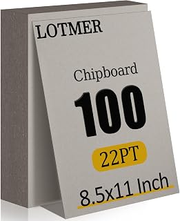 LOTMER 100 Pack 8.5 x 11 Inch 22PT Chipboard Sheets | Heavy Duty Kraft Binder Board for Bookbinding, DIY Crafts, Packaging and Art Projects