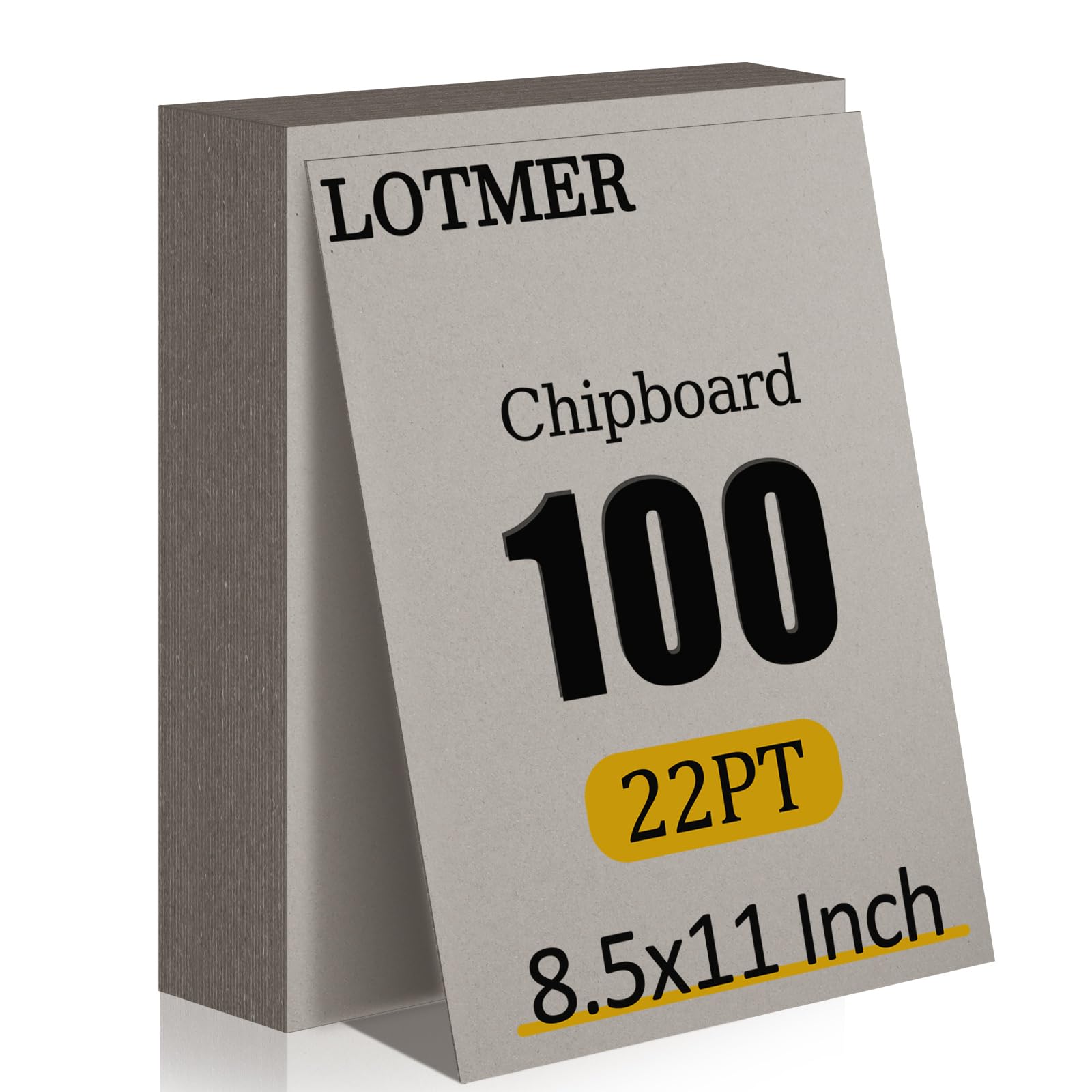 LOTMER 100 Pack 8.5 x 11 Inch 22PT Chipboard Sheets | Heavy Duty Kraft Binder Bo