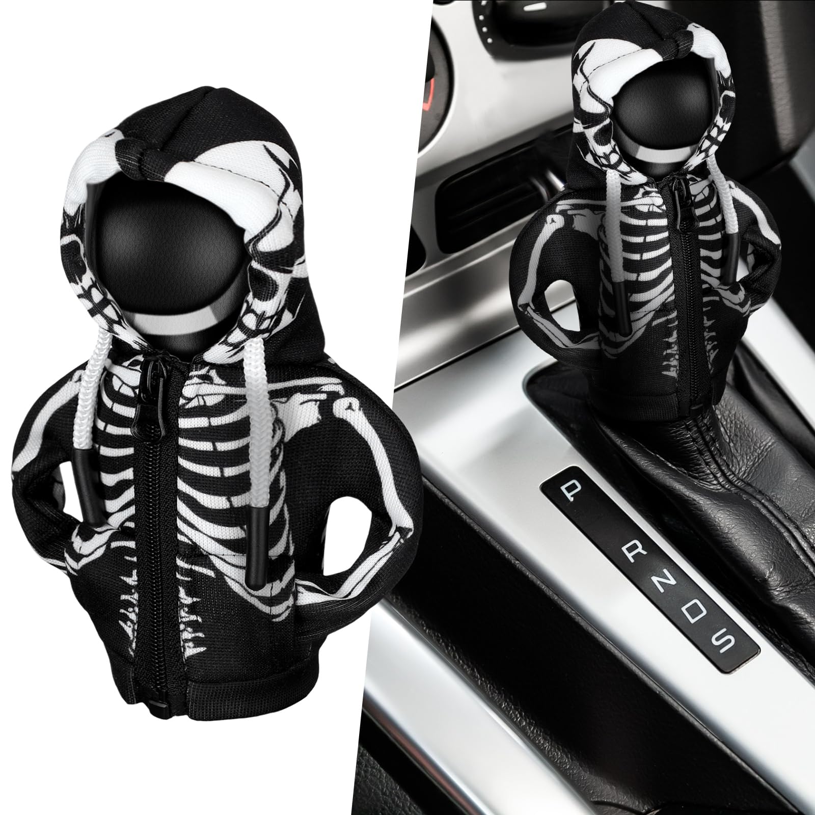 Wonderjune Halloween Car Gear Shift Hoodie Cover Decoration,Black,Skull | Univer