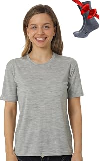 Merino.tech Women's Merino Wool Thermal Short Sleeve T-Shirt + Socks
