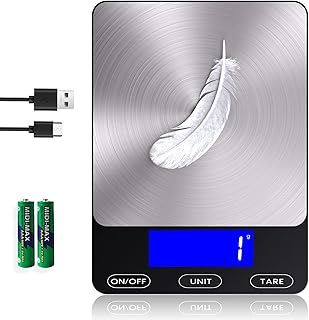 Food Scale -33lb Digital Kitchen Scale for Food Ounces Grams Rechargeable | 304 Stainless Steel,Batteries and Type-C Charging | Perfect for Meal Prep, Cooking, and Baking, Black
