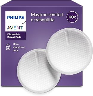 Philips AVENT Disposable Breast Pads - Triple Layer Core, Leak Proof, Soft Honeycomb Texture, Ultra Thin and Discreet, Individually Wrapped, 60 Pieces, SCF254/61