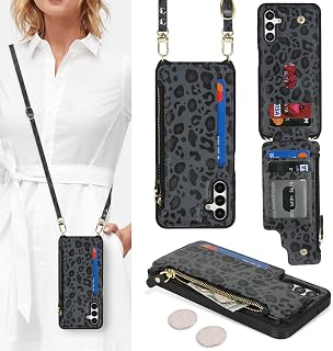 Cavor for Samsung Galaxy A13 5G Phone Case Wallet for Women, Leopard Black