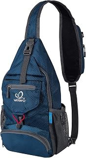 WATERFLY Packable Sling Backpack Lightweight Crossbody Bag Travel Daypack | Foldable design, Phone pocket, Water-resistant, Adjustable strap, Breathable back pad, Small hiking bag, Travel essentials