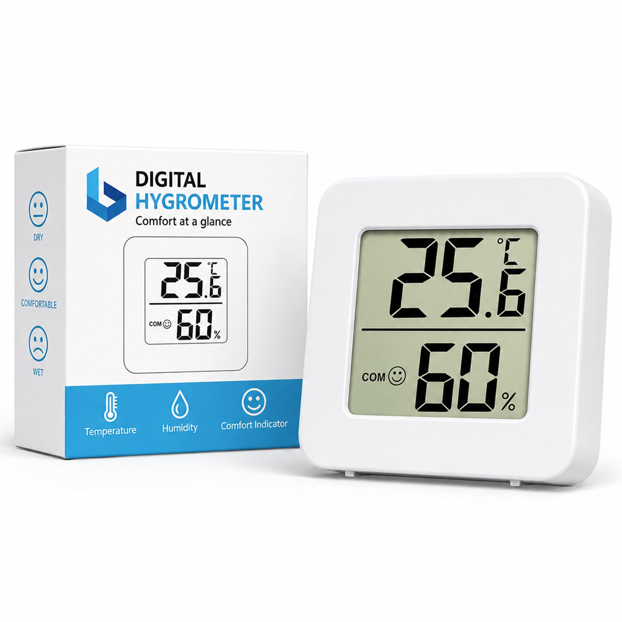Boulton Small Digital Hygrometer Room Temperature Thermometer – Mini Indoor Temp