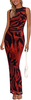 PRETTYGARDEN Wedding Dresses for Women 2025 Summer Spring Floral Bodycon Sleeveless Mesh Maxi Long Dress