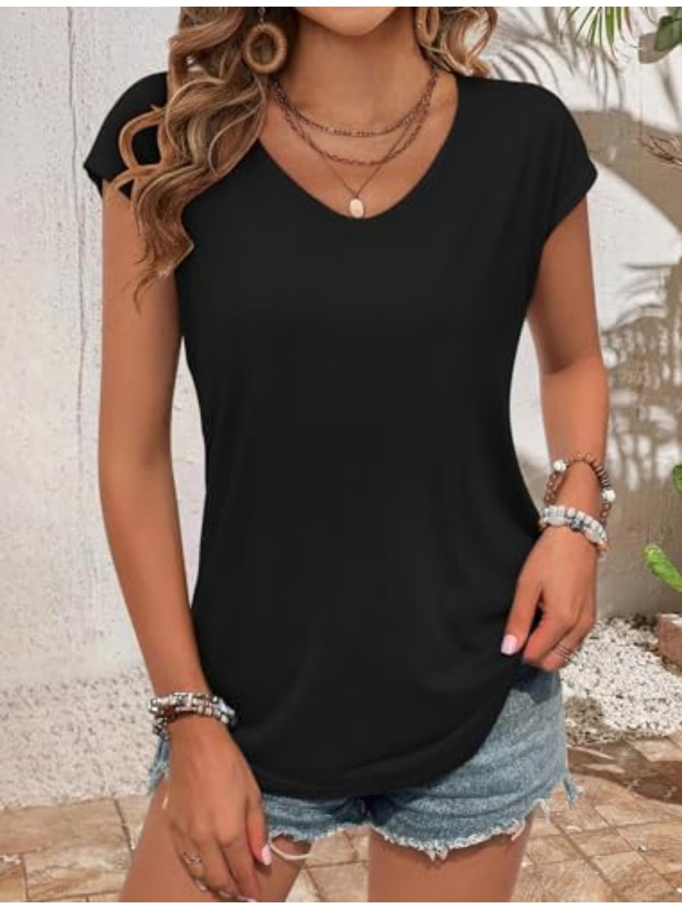 Tank Tops for Women Round Neck Pleated Casual Spring Summer Fashion Loose Fit Bl
