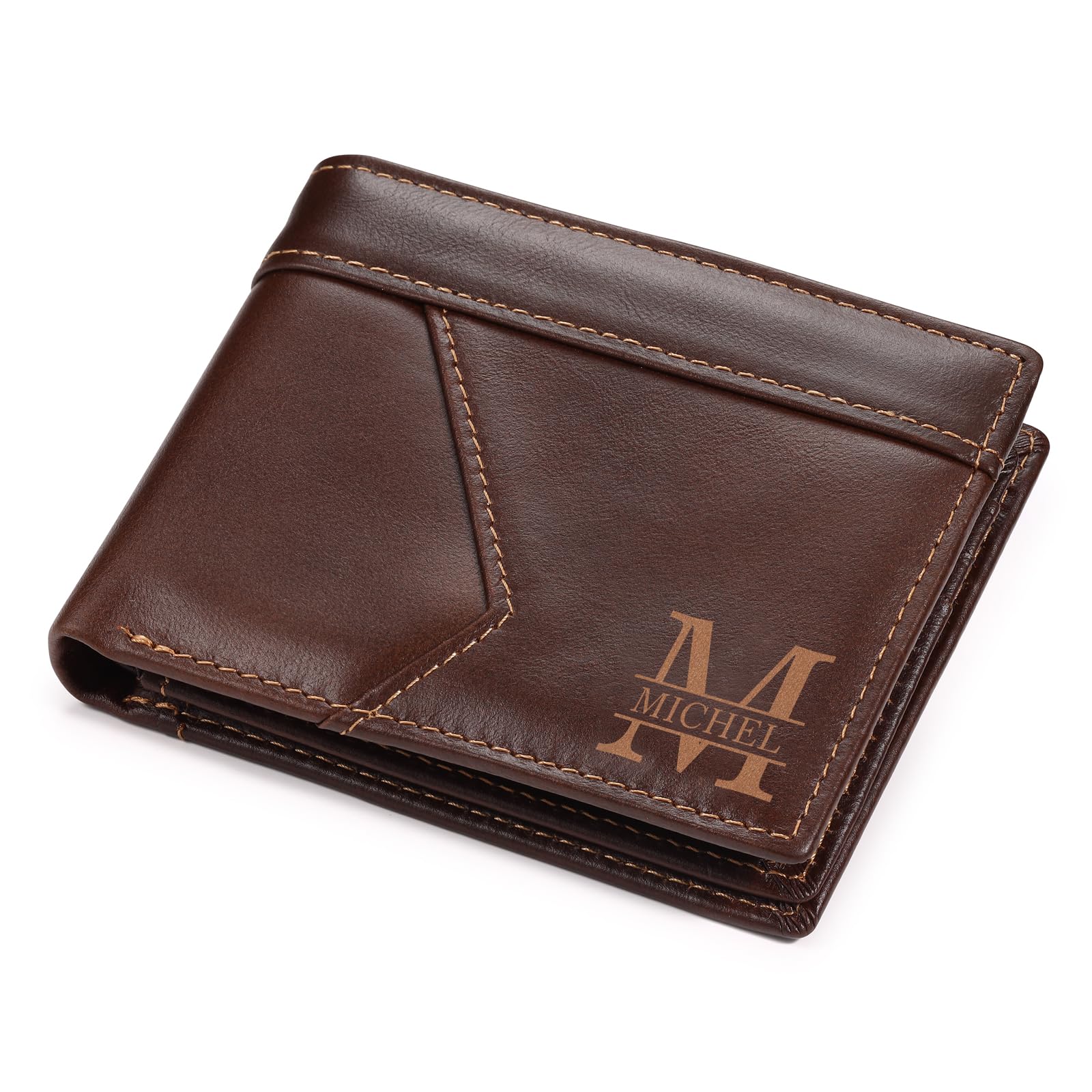 Personalized Leather Wallet for Men, Engraved Wallet for Groomsmen Gifts, Best M