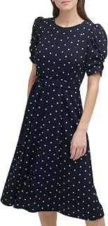 DKNY V-Neck Puff Sleeve Sheath Dress Women