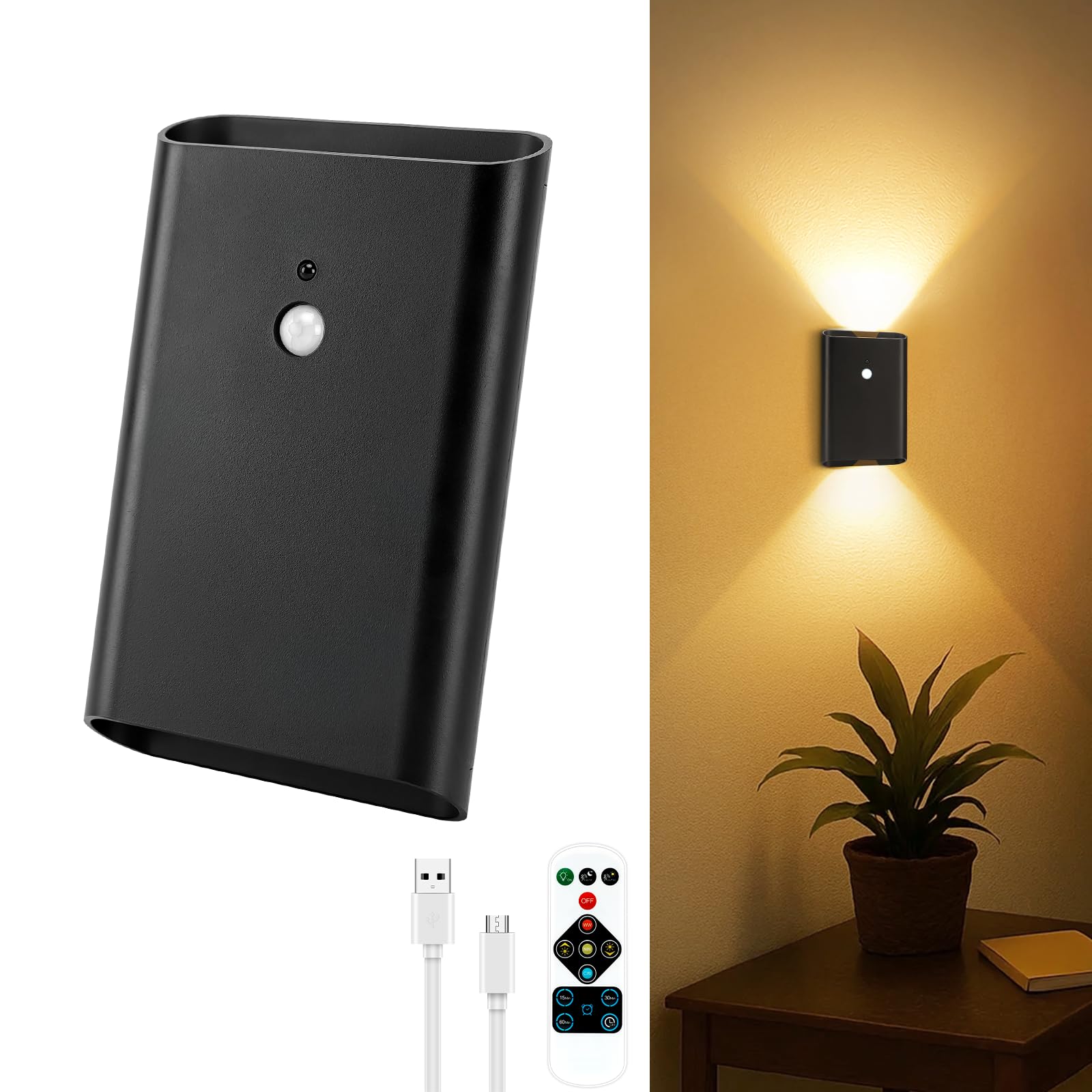 Toowell 5000mAh Battery Wall Lights Motion Sensor Lights Indoor,1 Pack
