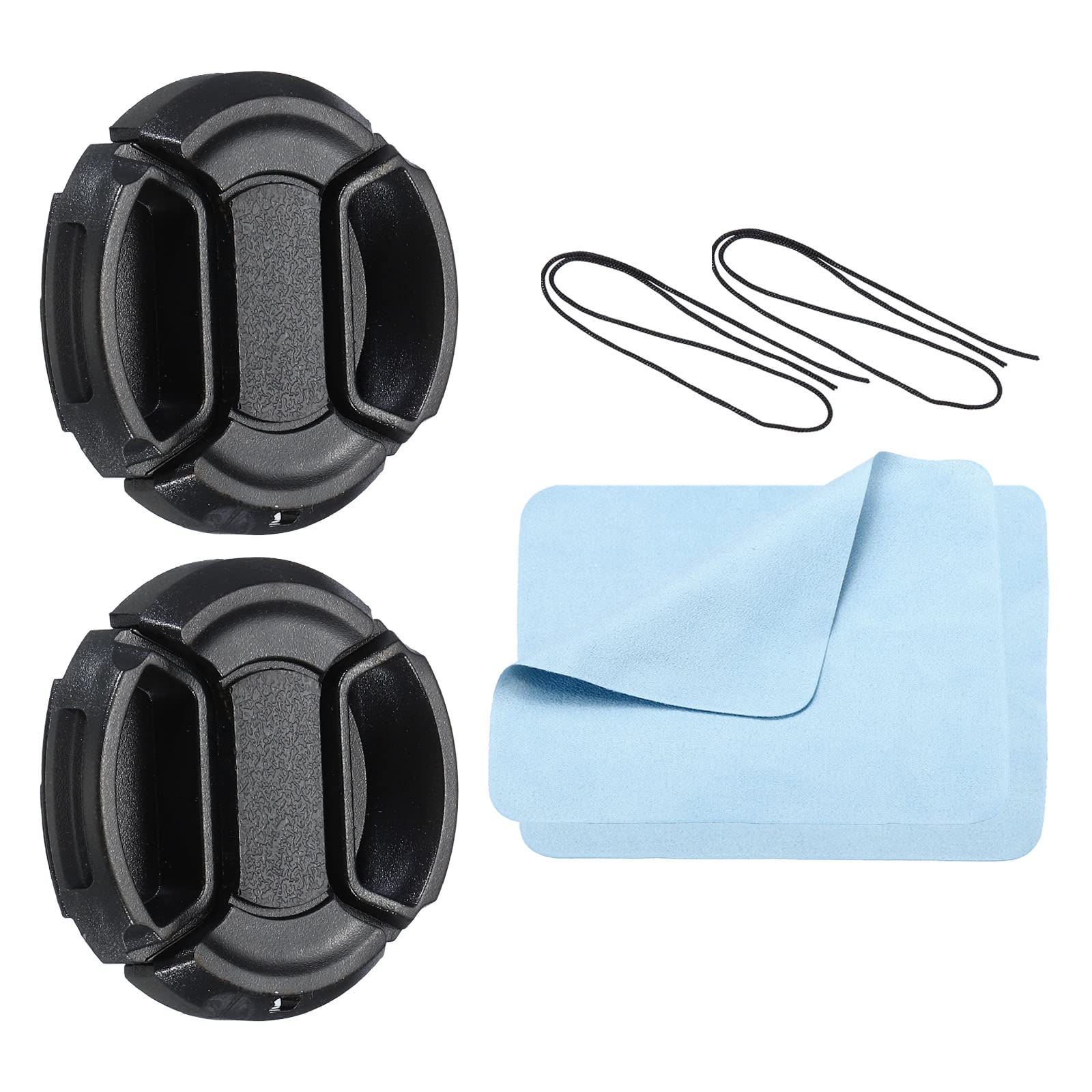 Camera Lens Cap, 2 Pack Center Pinch Front Lens Cover with Cap String / Microfib