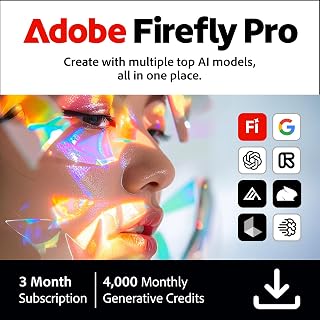 Adobe Firefly Pro incl. Express Premium & Photoshop Web/Mobile, 3 Months Subscription, 4000 AI Credits, PC/Mac/Mobile | Activation Code by email