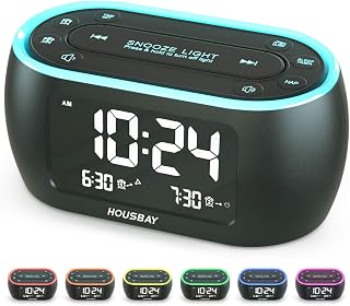 HOUSBAY Digital Alarm Clock Radio for Bedrooms with Night Light | Phone-Free Wake-Up with Dual Alarm, FM Radio for Favorite Stations, Small Radio Clock for Bedside, Battery Backup