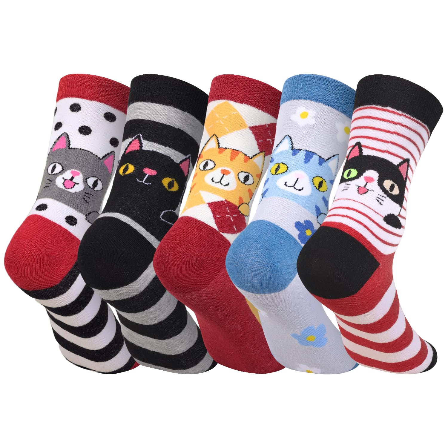 AGRIMONY Women's Socks Funny Socks Cat Dog Pattern Cute Multipack – Christmas Bi